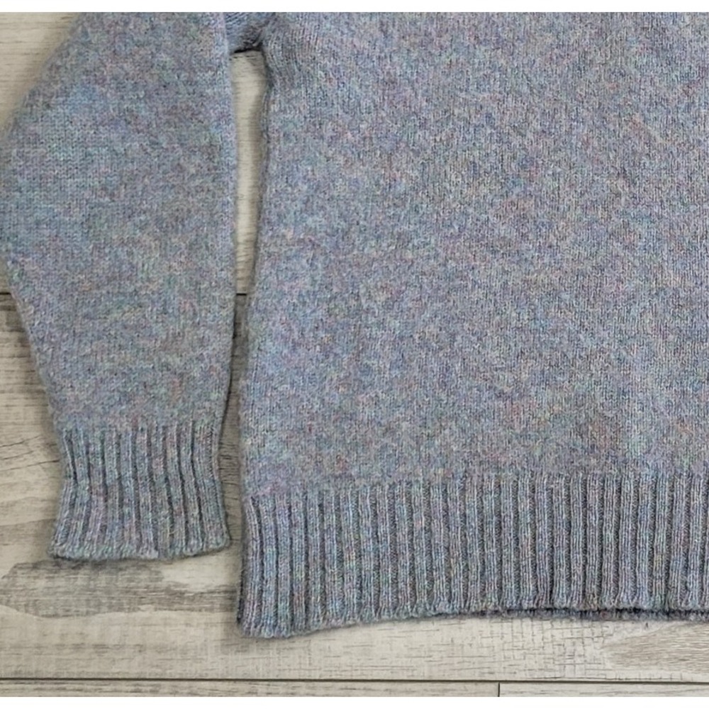 🐑Vintage Lands End Sweater Men M Blue Gray Shetland Wool Crewneck Made England - Picture 9 of 11